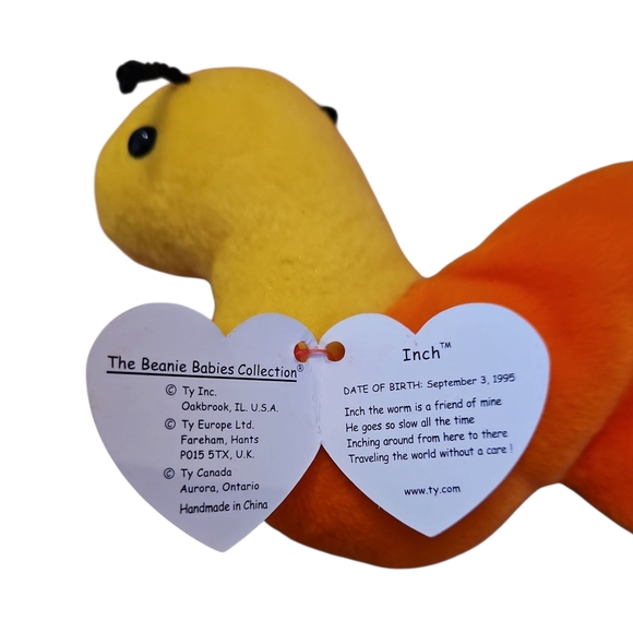 Ty Beanie Baby Vintage 90s Rainbow Worm, "INCH" NWT - Picture 2 of 2